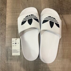 adidas White and Black Slide Sandals